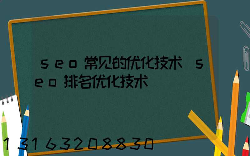 seo常见的优化技术(seo排名优化技术)