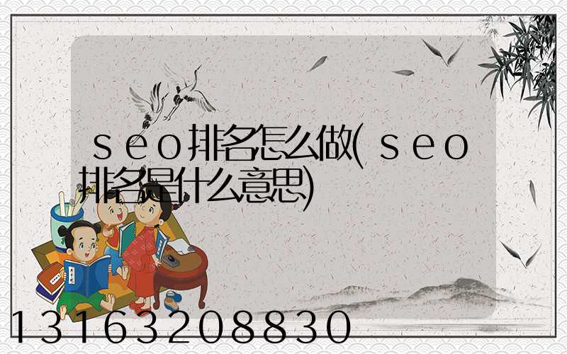 seo排名怎么做(seo排名是什么意思)