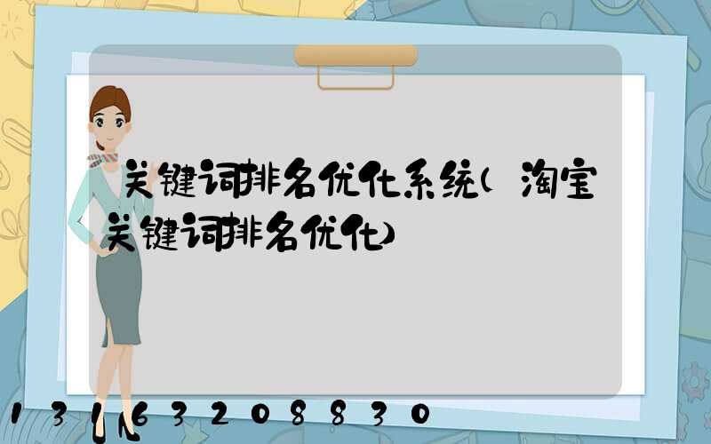 关键词排名优化系统(淘宝关键词排名优化)