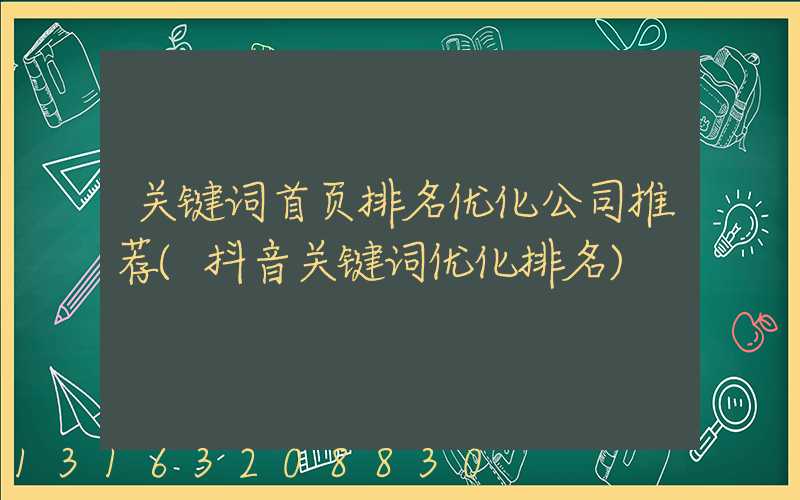 关键词首页排名优化公司推荐(抖音关键词优化排名)