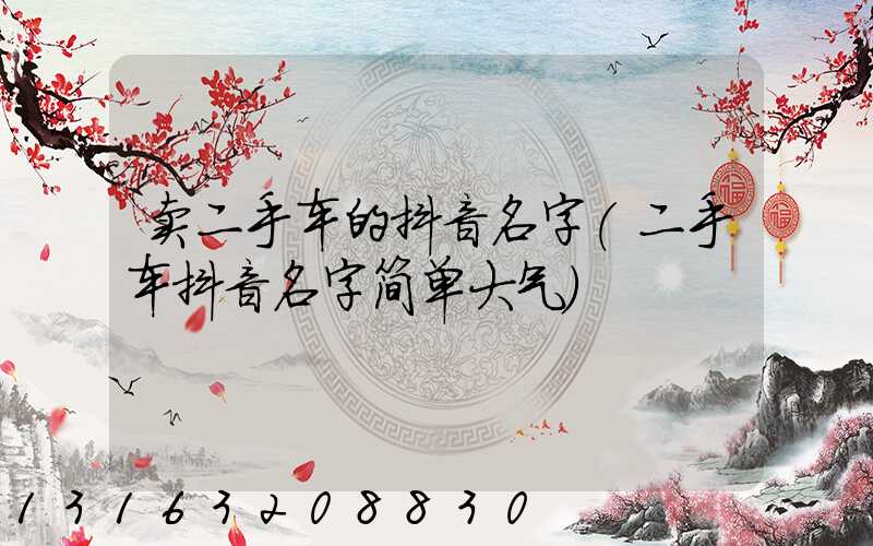 卖二手车的抖音名字(二手车抖音名字简单大气)