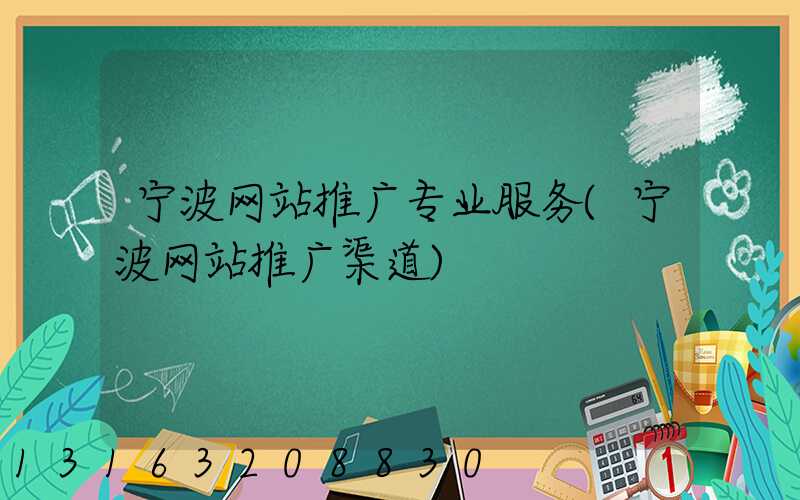 宁波网站推广专业服务(宁波网站推广渠道)