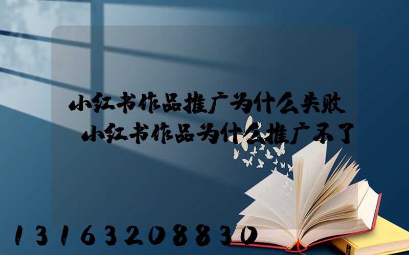 小红书作品推广为什么失败(小红书作品为什么推广不了)