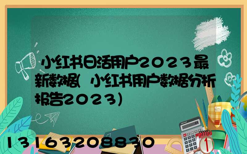 小红书日活用户2023最新数据(小红书用户数据分析报告2023)