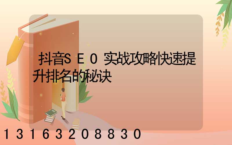 上海抖音SEO实战攻略快速提升排名的秘诀