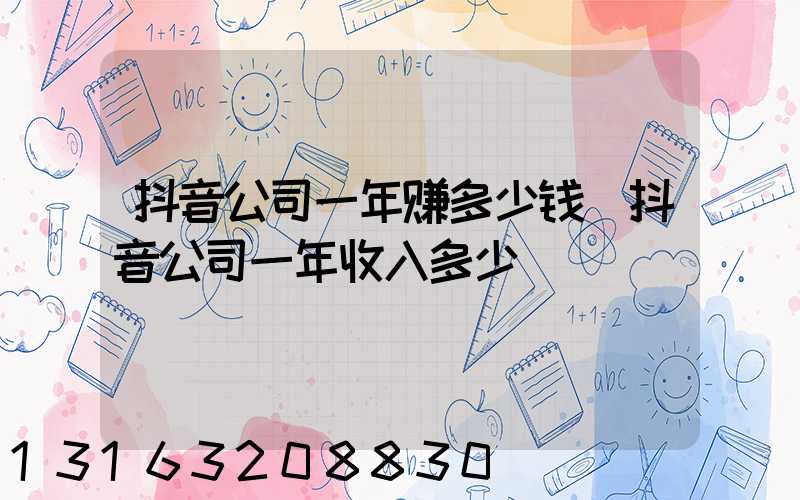 抖音公司一年赚多少钱(抖音公司一年收入多少)