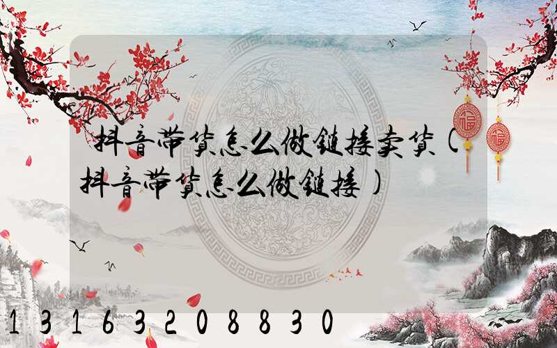 抖音带货怎么做链接卖货(抖音带货怎么做链接)