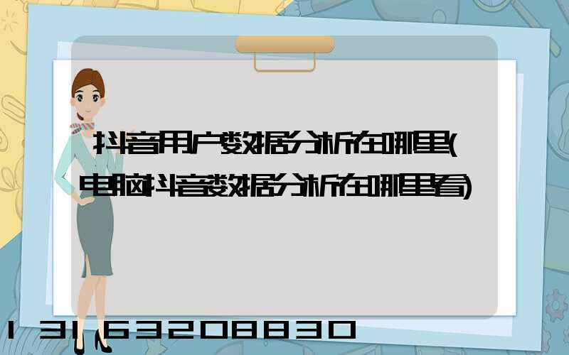 抖音用户数据分析在哪里(电脑抖音数据分析在哪里看)