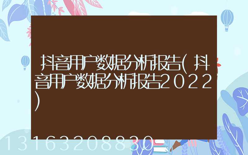 抖音用户数据分析报告(抖音用户数据分析报告2022)