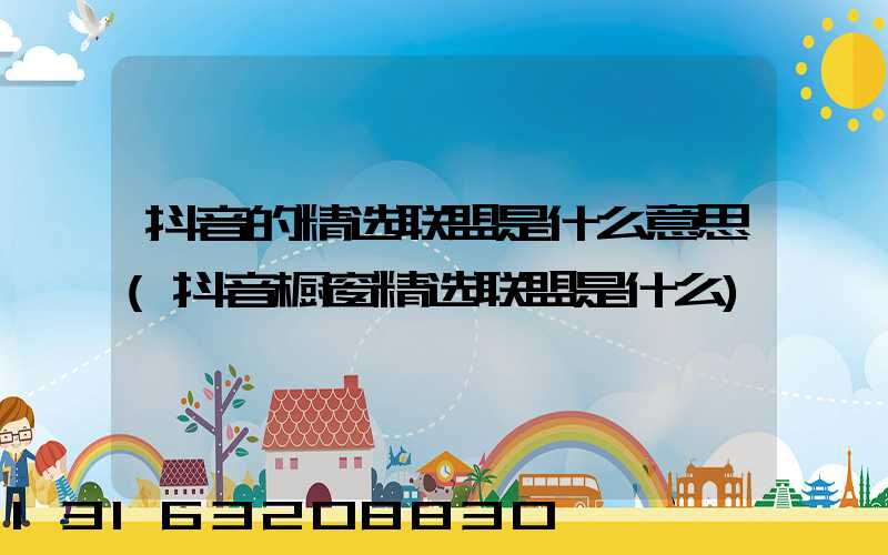 抖音的精选联盟是什么意思(抖音橱窗精选联盟是什么)