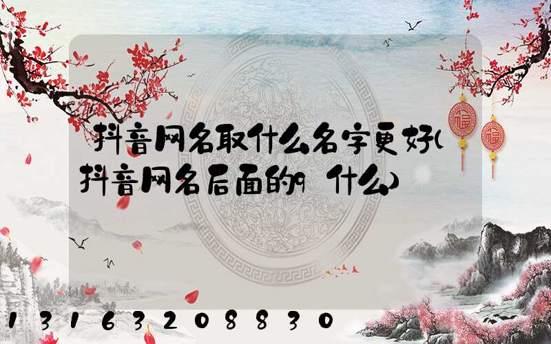 抖音网名取什么名字更好(抖音网名后面的9什么)