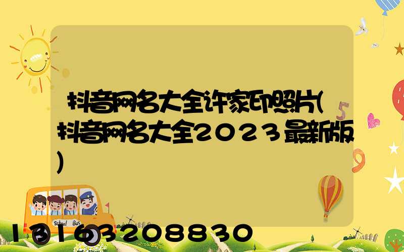 抖音网名大全许家印照片(抖音网名大全2023最新版)
