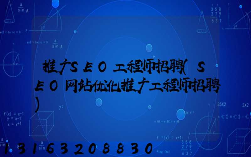 推广SEO工程师招聘(SEO网站优化推广工程师招聘)