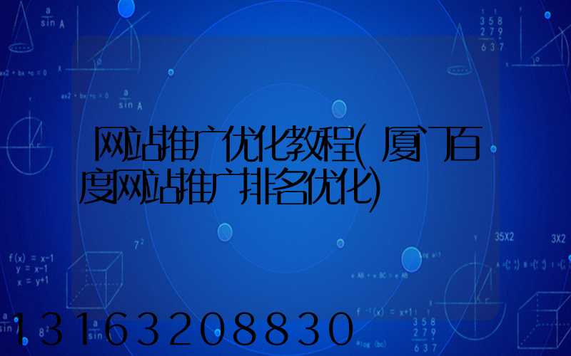 网站推广优化教程(厦门百度网站推广排名优化)