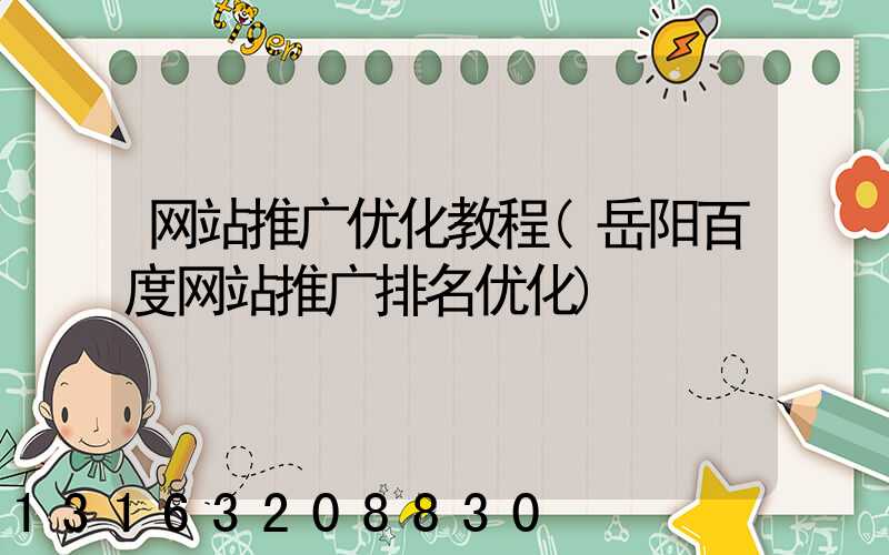 网站推广优化教程(岳阳百度网站推广排名优化)