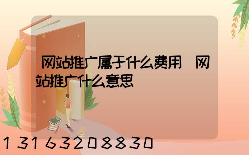 网站推广属于什么费用(网站推广什么意思)